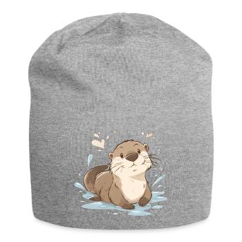 Cute kawaii otter – soothing nature animal - Jersey Beanie - heather grey - Front