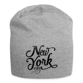 New York City - Black Vintage Script - Bonnet en jersey - gris chiné - Devant