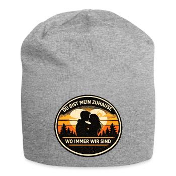 Du bist mein Zuhause Romantik Badge - Jersey-Beanie - Grau meliert - Vorne