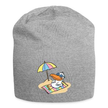 Sun bird on the beach with umbrella - Jersey Beanie - heather grey - Front