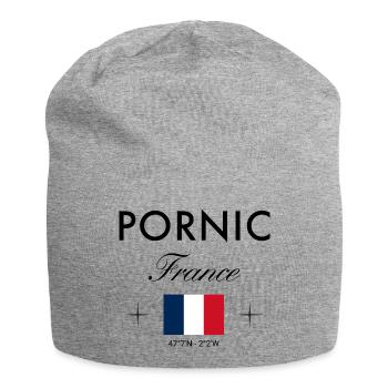 Pornic Frankreich Koordinaten Reise Souvenir - Jersey-Beanie - Grau meliert - Vorne