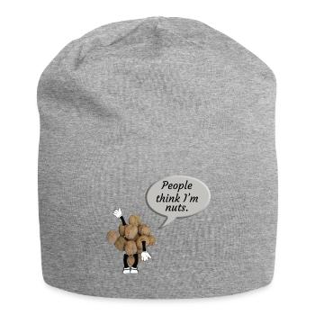  “People think I’m nuts” - Jersey Beanie - heather grey - Front