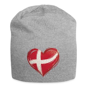 Denmark Heart Flag - Jersey Beanie - heather grey - Front