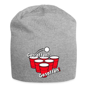Bierpong , Beerpong , Getroffen? Gesoffen! - Jersey-Beanie - Grau meliert - Vorne