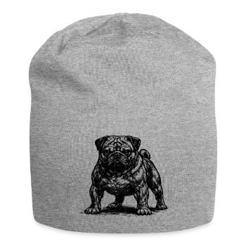 Muscular pug with evil eye - Jersey Beanie - heather grey - Front