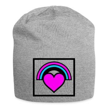 Rainbow Heart Frame Graphic - Jersey Beanie - heather grey - Front