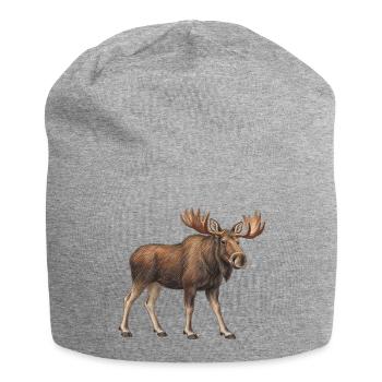 Majestätischer Elch - Jersey-Beanie - Grau meliert - Vorne