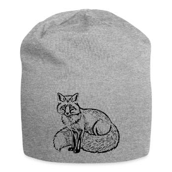 Fuchs schwarz Geschenk Waldliebhaber wanderer - Jersey-Beanie - Grau meliert - Vorne
