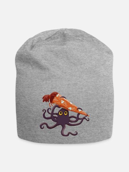Kraken mit Schultüte - Jersey-Beanie - Grau meliert