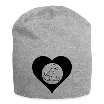 Herz voller Tierliebe Geschenk - Jersey-Beanie - Grau meliert - Vorne