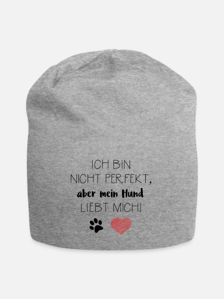 Hund Hunde Labrador Bulldogge Mops Geschenk Liebe - Jersey-Beanie - Grau meliert