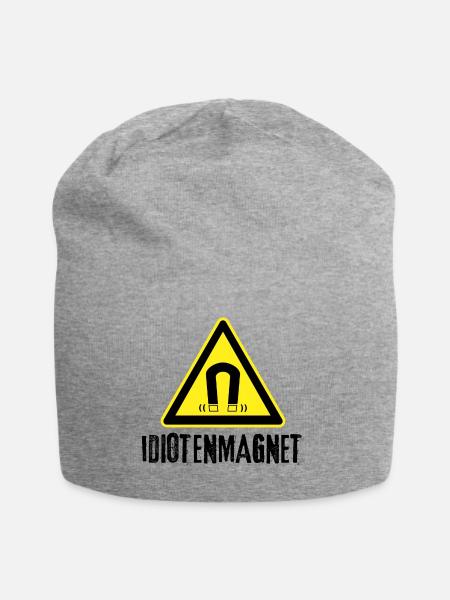 idiotenmagnet - Jersey-Beanie - Grau meliert