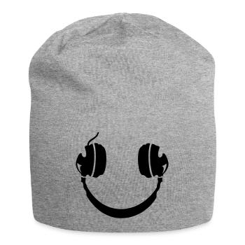 Smiley Headphone - Jersey-Beanie - Grau meliert - Vorne