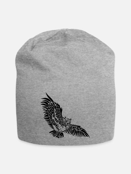 Eule Flügel Kauz Uhu Nachteule - Jersey-Beanie - Grau meliert