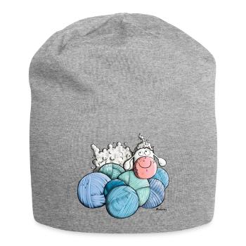 Schaf auf Wolle - Jersey-Beanie - Grau meliert - Vorne