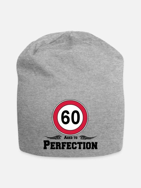 60e anniversaire, 60 ans vieilli à la perfection (25) - Bonnet en jersey - gris chiné