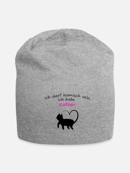 Ich darf komisch sein ich habe Katzen - Jersey-Beanie - Grau meliert