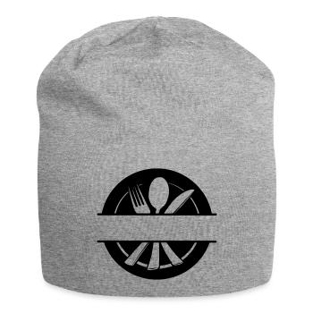 Logo du menu de couverts avec assiette - Bonnet en jersey - gris chiné - Devant