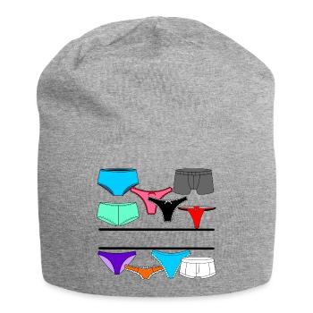 Dessous-Logo mit Slip und Unterhose - Jersey-Beanie - Grau meliert - Vorne