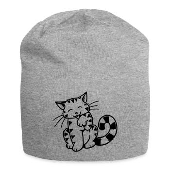 Cartoon Kitten - Jersey Beanie - heather grey - Front