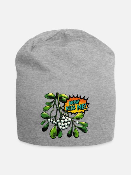 Mistelzweig Now Kiss Me PopArt - Jersey-Beanie - Grau meliert