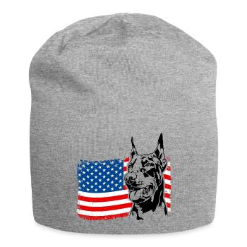 Dobermann Amerika Fahne Hunde Dobie Wilsigns - Jersey-Beanie - Grau meliert - Vorne