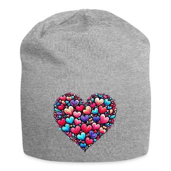 Colorful Heart - Jersey Beanie - heather grey - Front