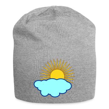 Sun behind cloud - Jersey Beanie - heather grey - Front