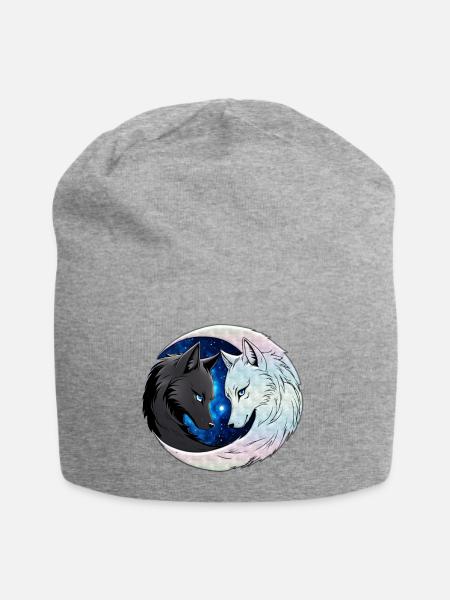 Zwei majestätische Wolfsköpfe - Jersey-Beanie - Grau meliert
