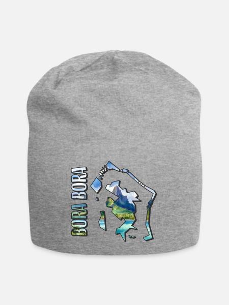 Aquarell Landkarte Bora Bora - Jersey-Beanie - Grau meliert