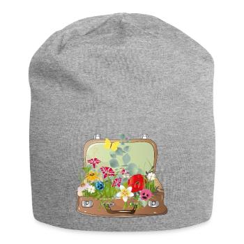 Blooming suitcase – A suitcase full of nature - Jersey Beanie - heather grey - Front