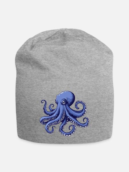 Meeresgeschmack Octopus Design - Jersey-Beanie - Grau meliert