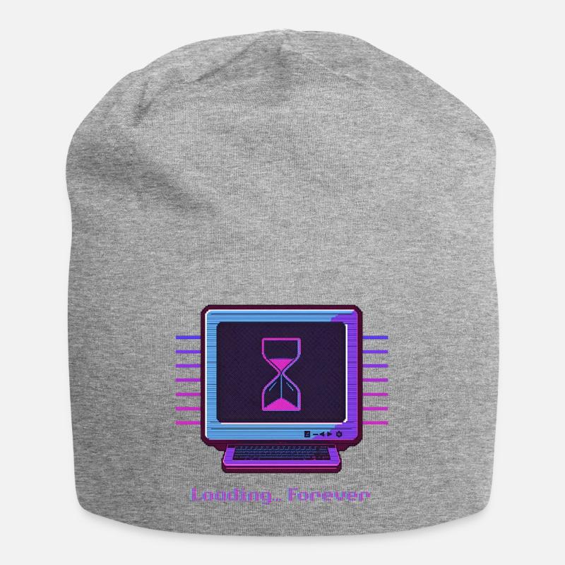 Forever Loading Retro PC Neon Design - Jersey Beanie - heather grey