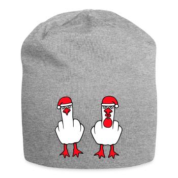 2 Seagulls Middle Finger Insult Christmas Team - Jersey Beanie - heather grey - Front
