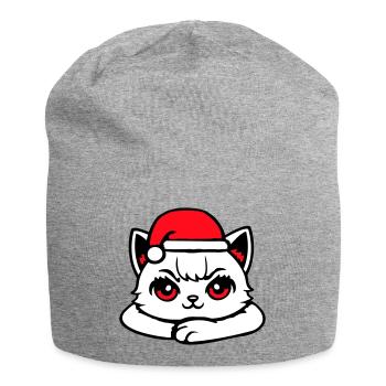 Katze Selbstbewusst Weihnachtsmütze Süß Kätzchen - Jersey-Beanie - Grau meliert - Vorne
