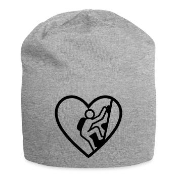 Escalade de cœur – Passion verticale - Bonnet en jersey - gris chiné - Devant