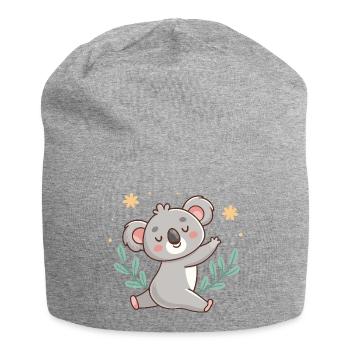 Pastell-Entspannter Koala mit Laub - Jersey-Beanie - Grau meliert - Vorne