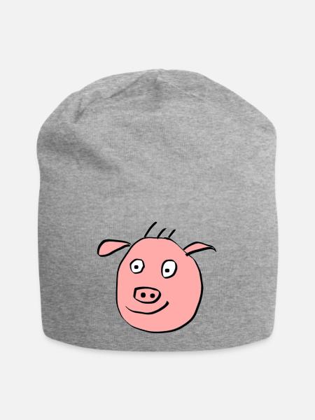 Visage de cochon mignon - Bonnet en jersey - gris chiné