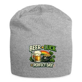 Bierglück Perfekter Tag - Jersey-Beanie - Grau meliert - Vorne