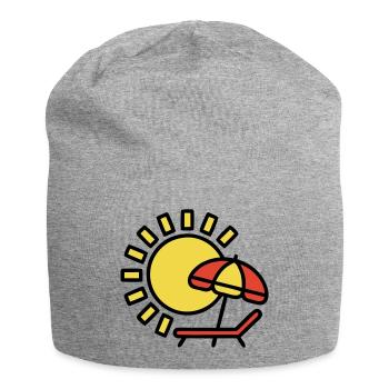 Strandliege Sonne Sonnenschirm Sommerurlaub - Jersey-Beanie - Grau meliert - Vorne