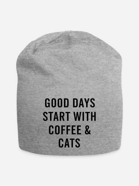 Good Days Start With Coffee And Cats - Jersey-Beanie - Grau meliert