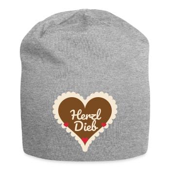 Herzl-Dieb Lebkuchenherz Volksfest Flirt Verliebt - Jersey-Beanie - Grau meliert - Vorne