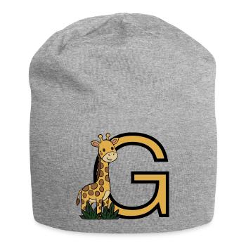 Giraffe mit Buchstabe G - Jersey-Beanie - Grau meliert - Vorne