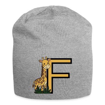 Giraffe Buchstabe F - Jersey-Beanie - Grau meliert - Vorne