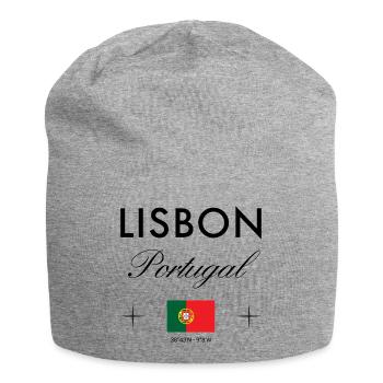 Lisbon Portugal Coordinates Travel Souvenir - Jersey Beanie - heather grey - Front