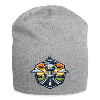 Flughafen Turm Sonnenuntergang - Jersey-Beanie - Grau meliert - Vorne
