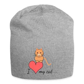 I love my cat... - Jersey Beanie - heather grey - Front