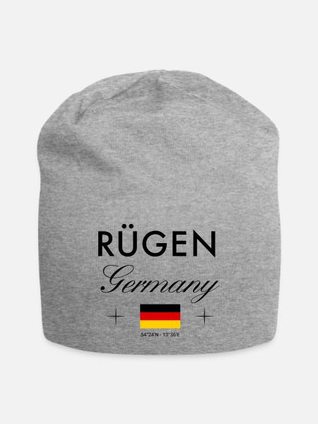 Rügen Deutschland Koordinaten Reise Souvenir - Jersey-Beanie - Grau meliert