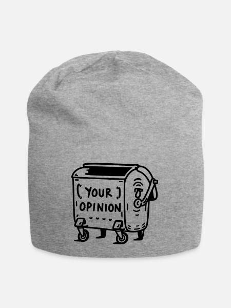 Deine Meinung | Lustiges, sarkastisches Design - Jersey-Beanie - Grau meliert