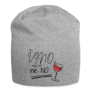 Zu Vino sag ich nie No – Lustiger Weinspruch - Jersey-Beanie - Grau meliert - Vorne